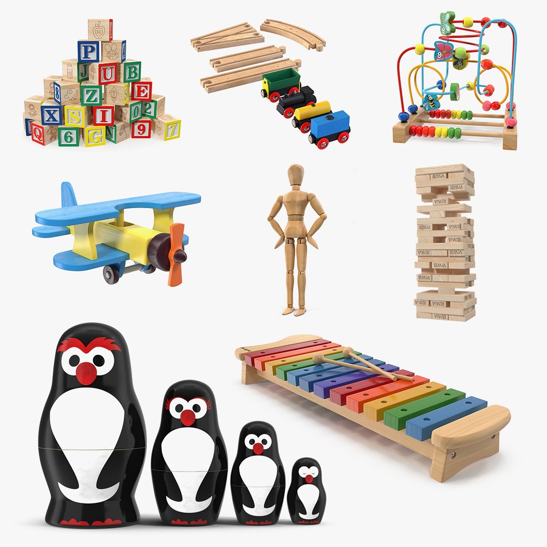 Wooden Toys Collection 2 3D model preview