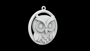 Owl Pendant 3D Print Model 3D model