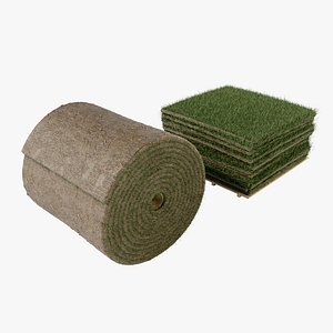 3D Grass Sod Stack and Roll