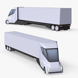 Playful Tesla Semi Truck Rigged 3D model