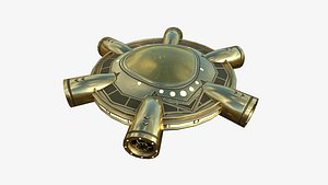 Alien Spaceship UFO J07 Gold - Sci Fi Spacecraft Design model