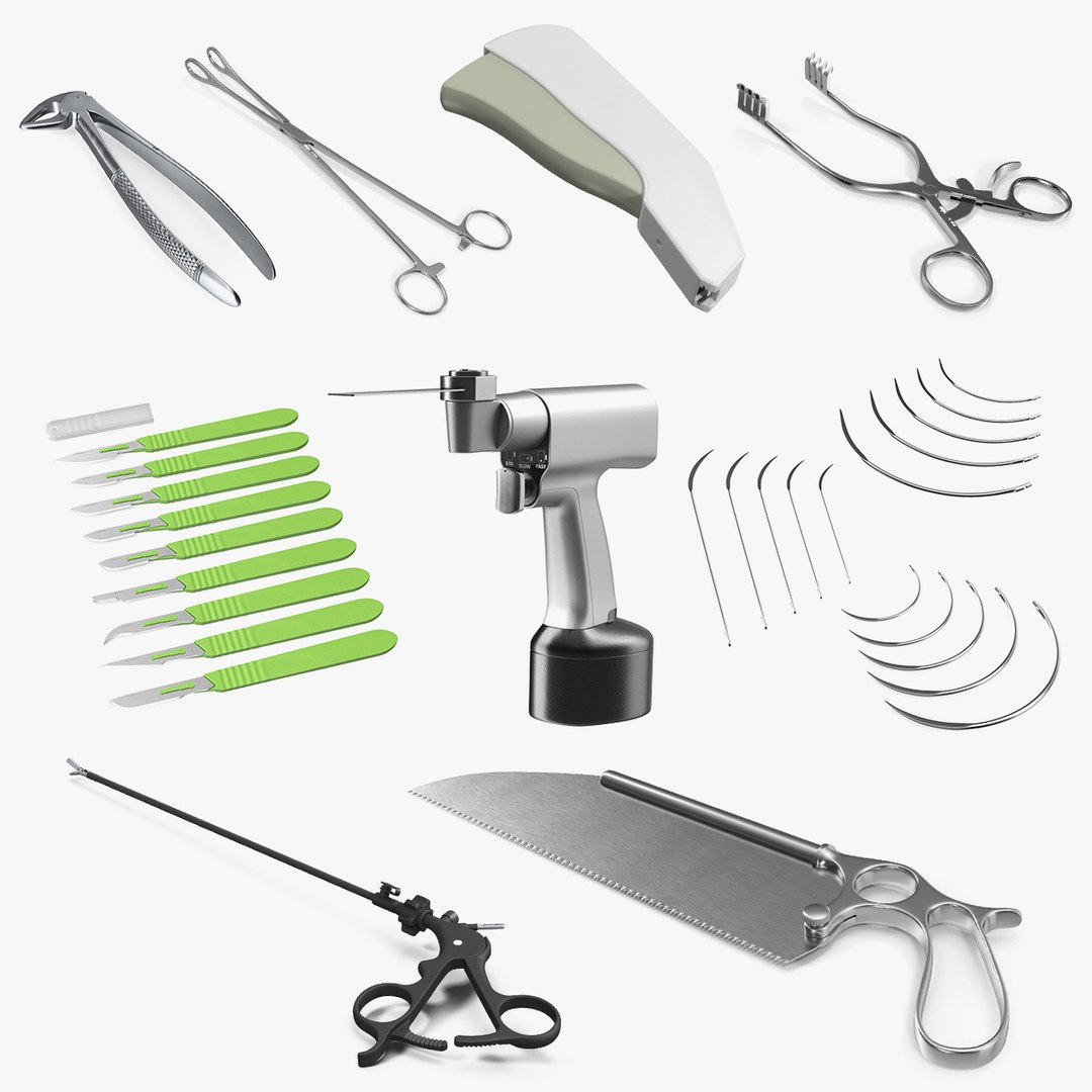 Surgical Medical Instruments Collection 6 3D model preview