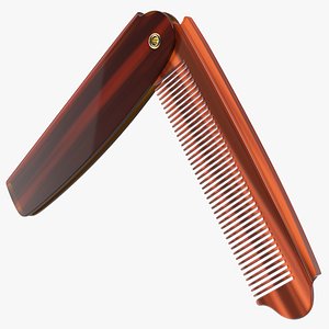 3D folding pocket comb brown model