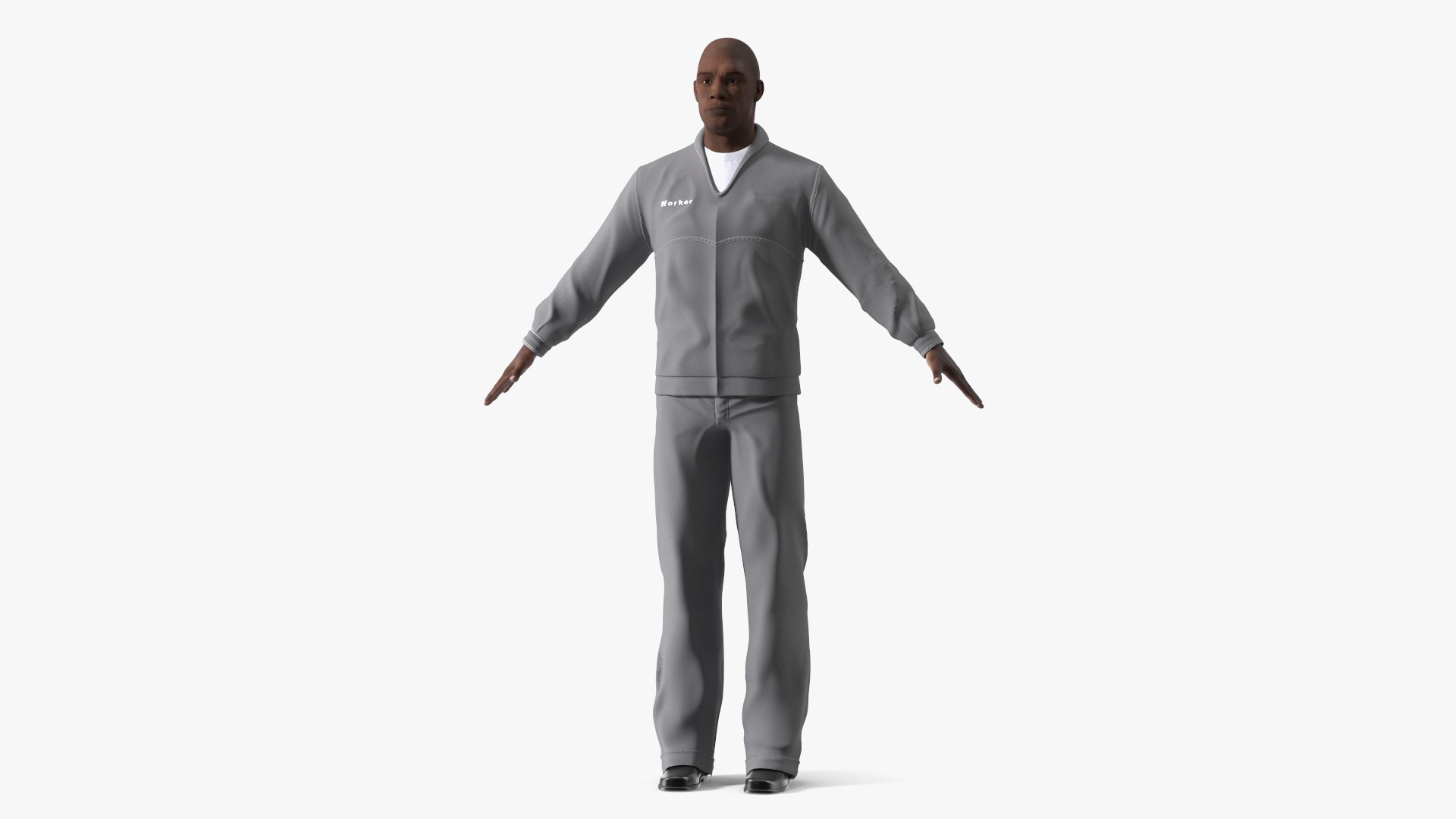 Black Worker in Industrial Uniform A-Pose 3D model preview