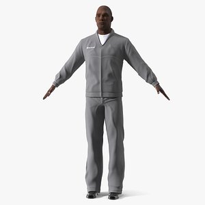 Black Worker in Industrial Uniform A-Pose