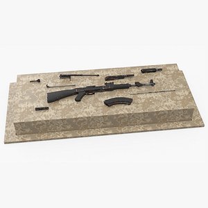 Exhibition of Military Machine Gun AK 47 3D model