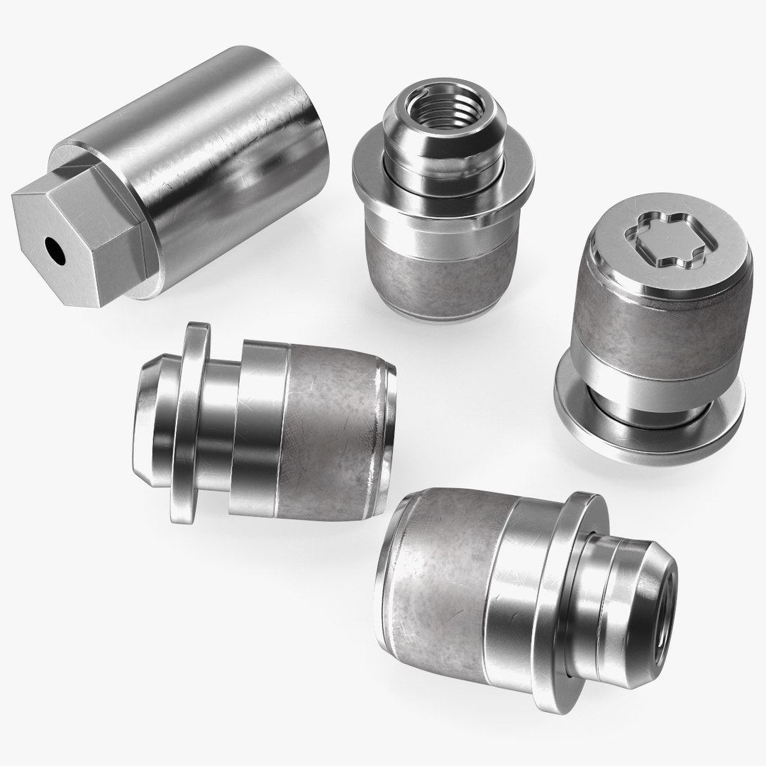 Alloy Wheel Lock with Key Set 3D model preview