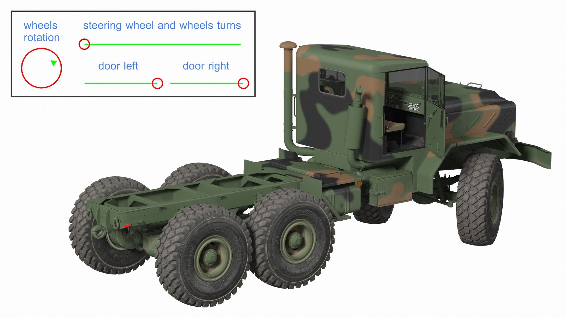 M939 Military Truck Green Rigged 3D model preview