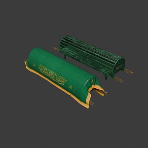 3D Islamic Funeral Casket with Green Calligraphy Cloth - Keranda Mayat