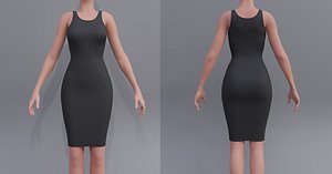 women sexy bodycon tank dress 3D model