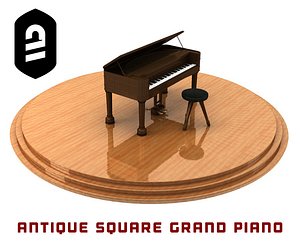 c4d antique square grand piano