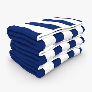 3d towel fold blue white model