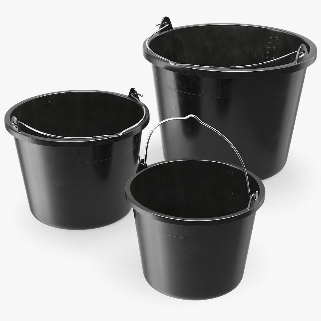 Construction Buckets Set 3D model preview