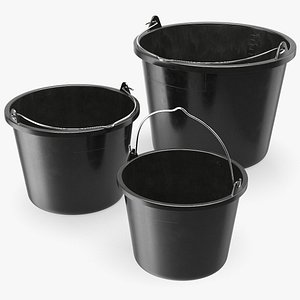 3D construction buckets set model