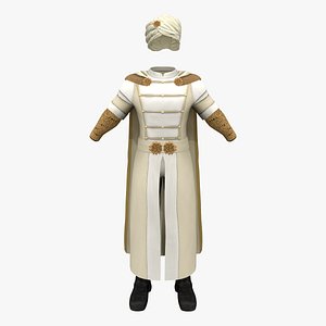 Full Ottoman Prince Sultan Outfit Costume 3D model