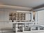 Modelo 3D do interior de uma moderna sala de chá asiática