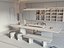 Modelo 3D do interior de uma moderna sala de chá asiática