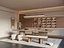 Modelo 3D do interior de uma moderna sala de chá asiática
