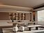 Modelo 3D do interior de uma moderna sala de chá asiática