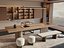 Modelo 3D do interior de uma moderna sala de chá asiática