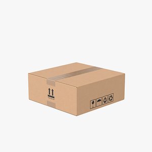Cardboard Box 50x50x20 Closed 3D model