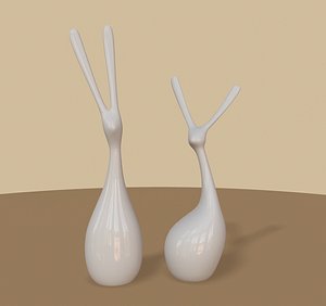 modern rabbits figurine 3D