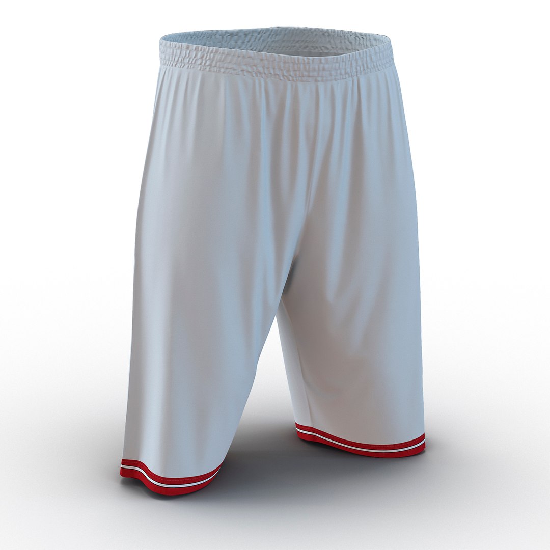 Basketball Shorts White 3D model preview