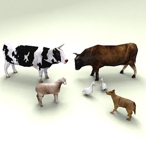 3dsmax low-poly farm animals