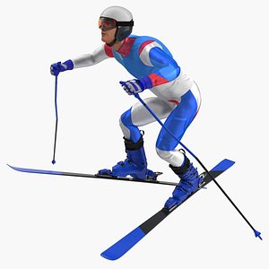 male skier generic skis 3D model