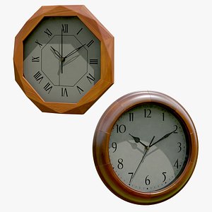 Classic Wooden Wall Clock Pack 3D model