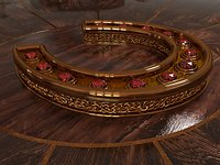 Horseshoe with ruby and gold