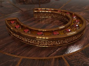 Horseshoe with ruby and gold