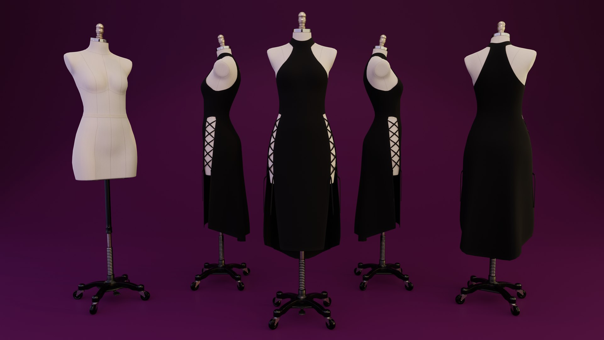 3D Evening Dress On Dress Form - TurboSquid 1998584