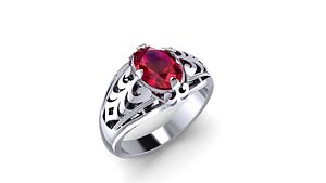 Oval Ruby Filigree Ring