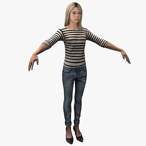 3d young white female rigged model