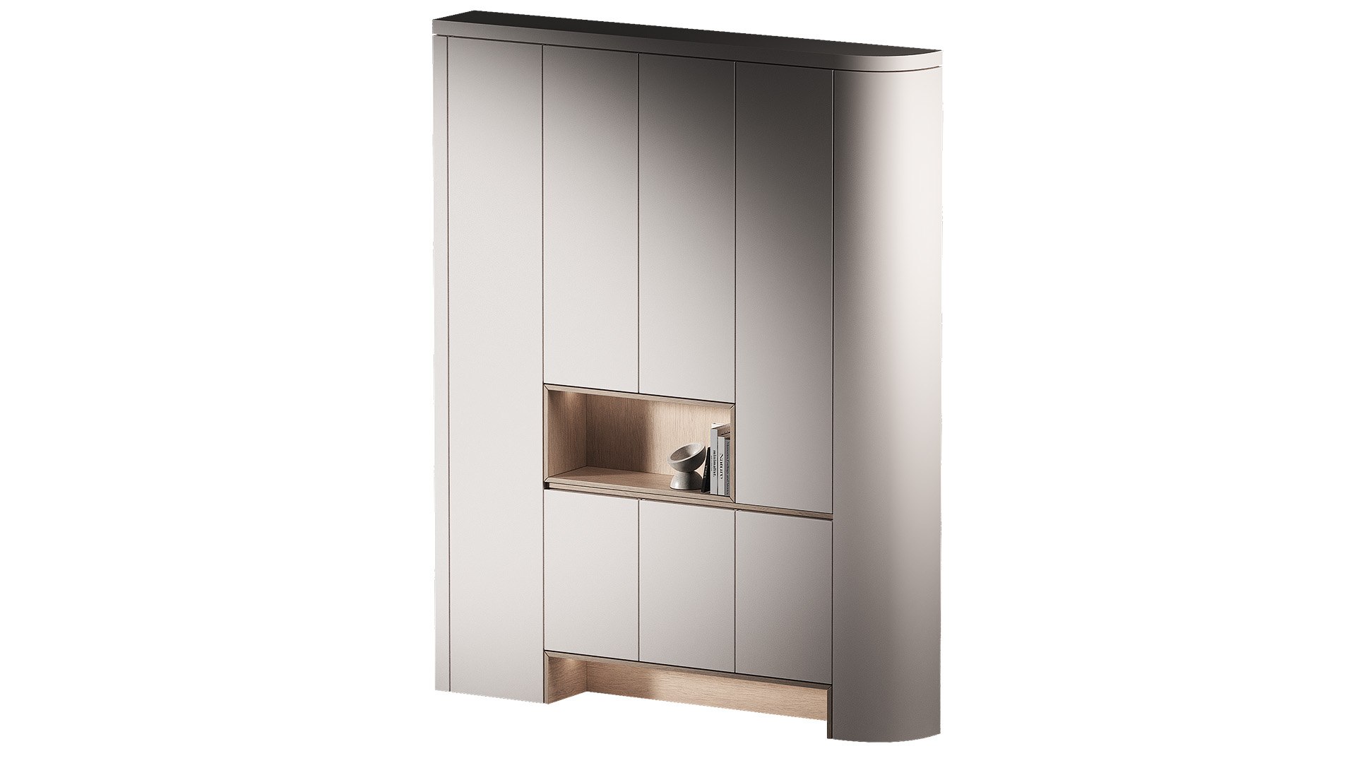 3D Modular Rounded Cabinet Furniture Minimal White Modern Wardrobe Set ...