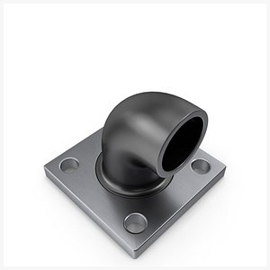 3D Square Flange Steel New  PBR model