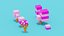 Ensemble d'arbres roses Low-poly modèle 3D