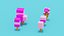 Ensemble d'arbres roses Low-poly modèle 3D