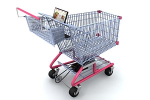 digital shopping cart 3d obj