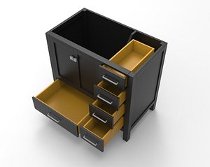Black Wood Cabinet 3d Model AR VR 3D