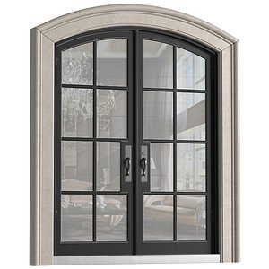 3D Entrance modern street arched Art Deco Doors model