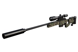 AWM Sniper Rifle High Poly 3D model