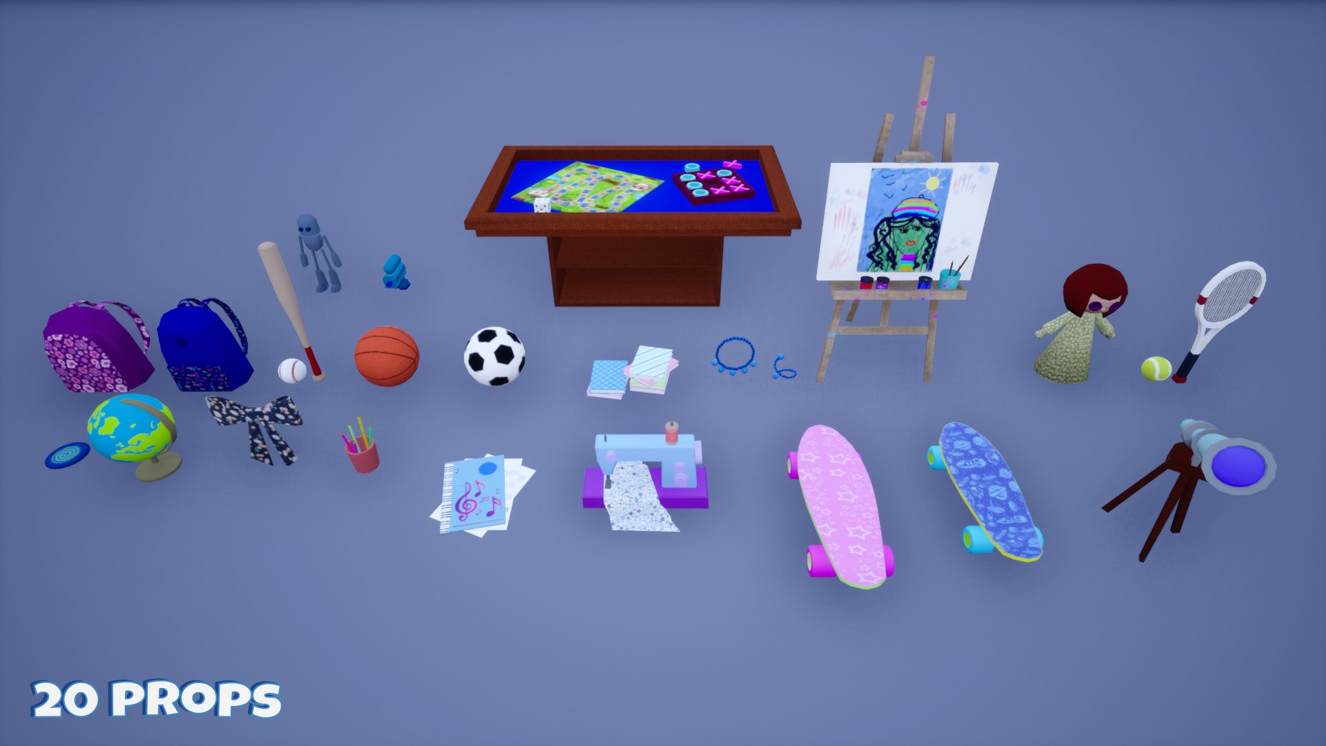 Toon Kids Character With Props 3D Model - TurboSquid 2327209