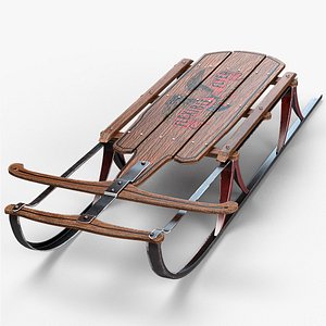 vintage wood sled 3d model