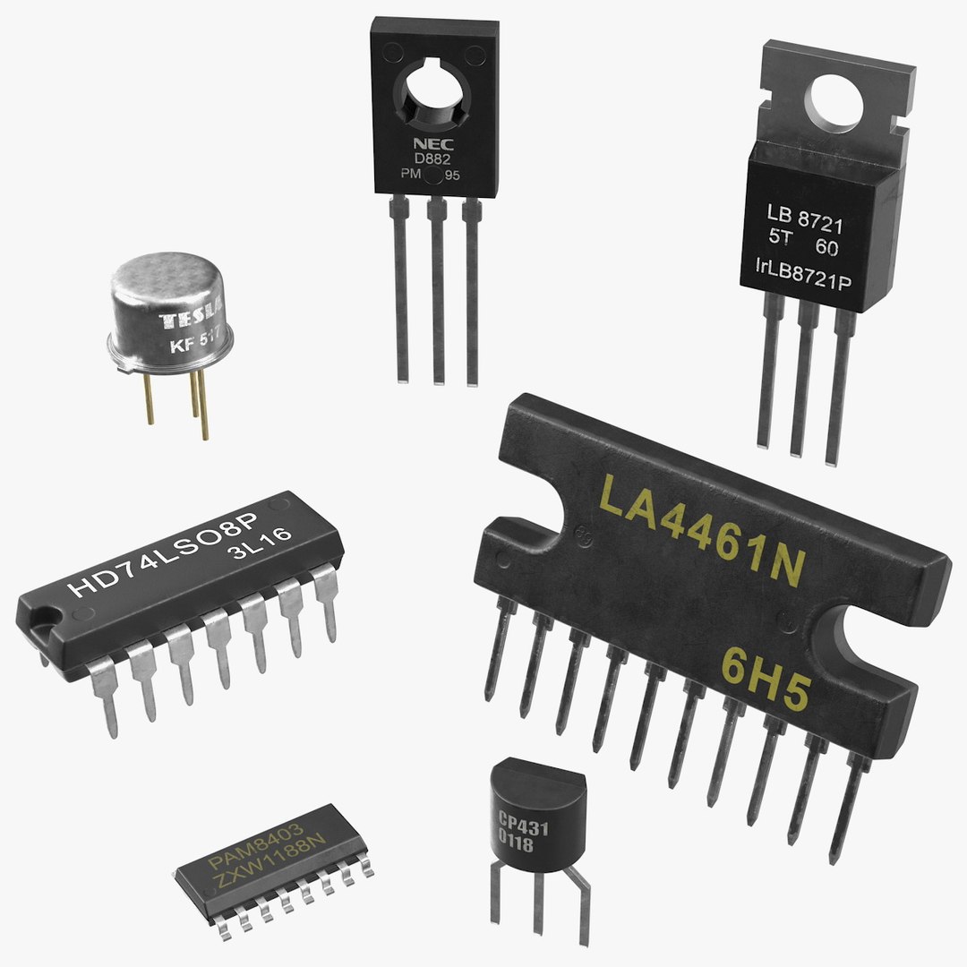 Active Electronics Components Set 3D model preview