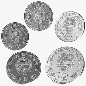 North Korea 2002 and 2008 Series Coins Set 3D model