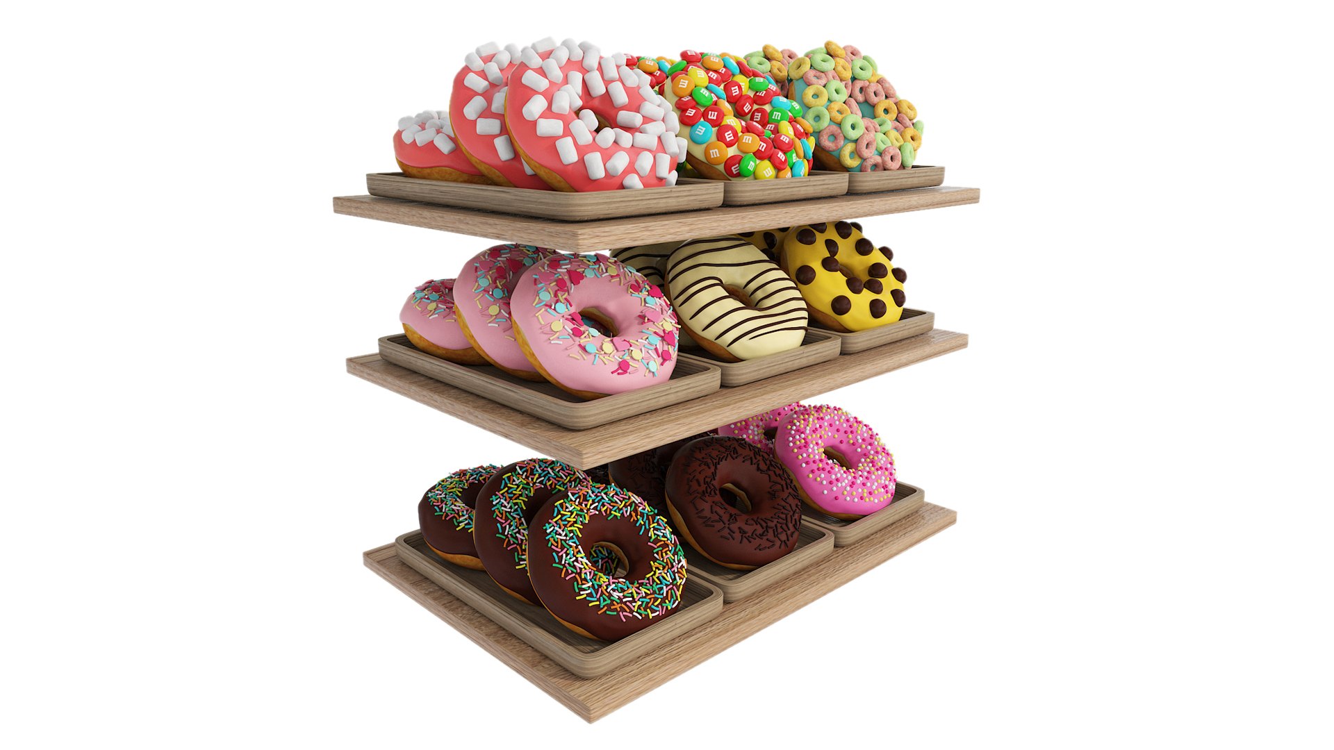 3D Donuts model https://p.turbosquid.com/ts-thumb/Zs/mRKa8O/CW/02/jpg/1755704284/1920x1080/fit_q87/5a9e14848fc469e984f56561f9853cddb9fa15cd/02.jpg