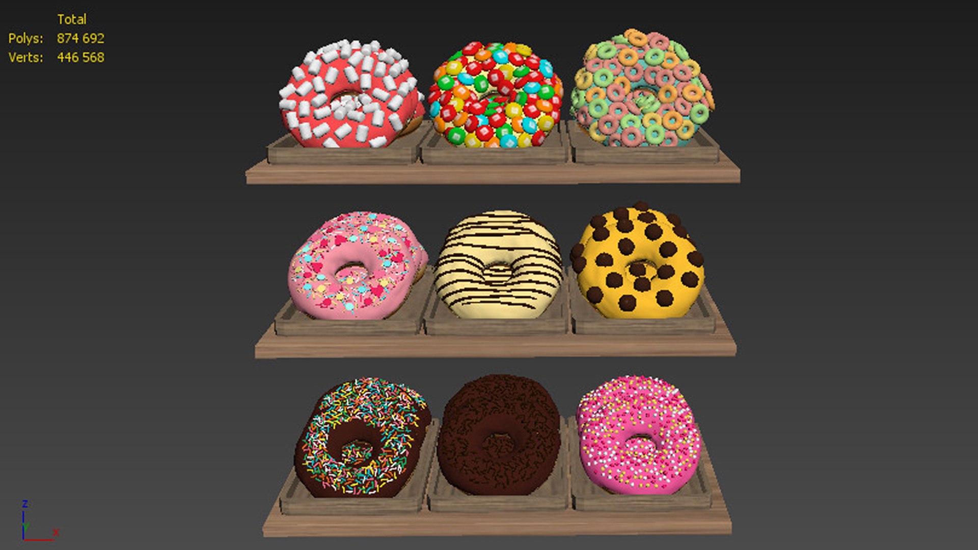 3D Donuts model https://p.turbosquid.com/ts-thumb/Zs/mRKa8O/jX/06/jpg/1755704300/1920x1080/fit_q87/76be1ce01522f18271573cb74329f73a1c5881a4/06.jpg