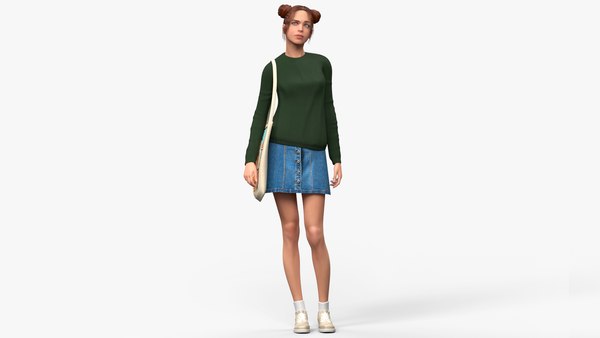 modelo 3d Estilo de moda callejera de mujer europea - TurboSquid 2210027